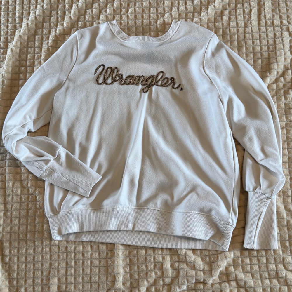 Wrangler Cream Long Sleeve Top with Embroidered Logo